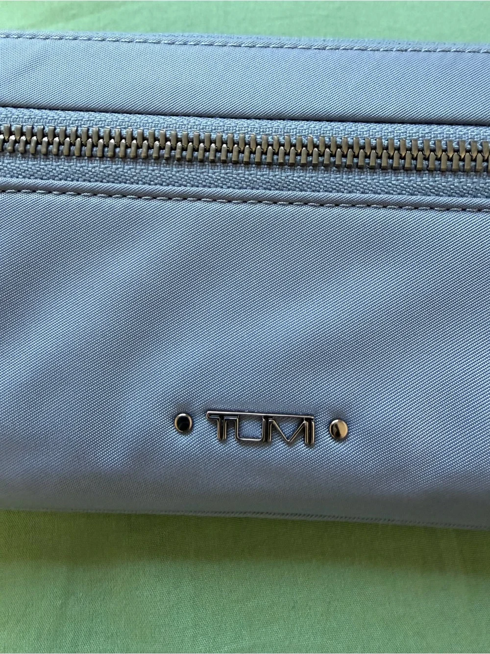Tumi Pale Blue Zip-Around Wallet with Front Pocket